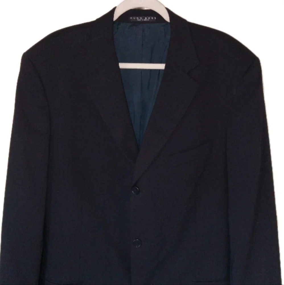 Nwot Hugo Boss Dark Navy Pure Virgin Wool.3 Button Blazer 44L - Picture 3 of 12